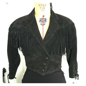 Vintage Arizona suede fringe crop jacket